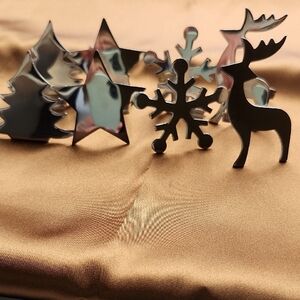 Holiday Festive Silver Napkin Rings